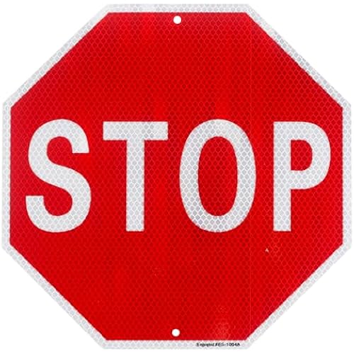 Enjoyist Large Stop Sign 24"x 24" 60 Mil Rust Free Aluminum, Engineer Grade Reflective Sheeting, UV Protected and Weatherproof