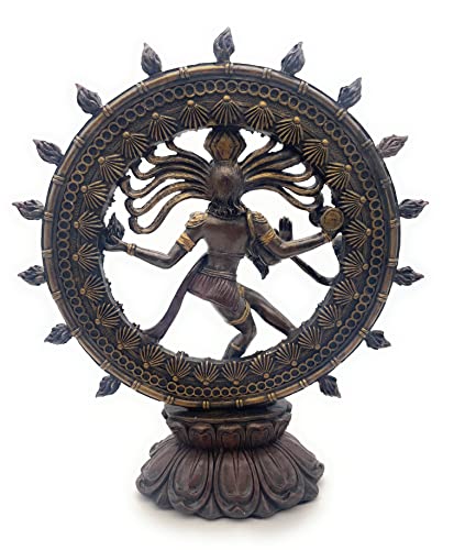 Estatua Shiva Nataraja de Resina con Acabado Bronce 7.75x9x3 in miniatura 6