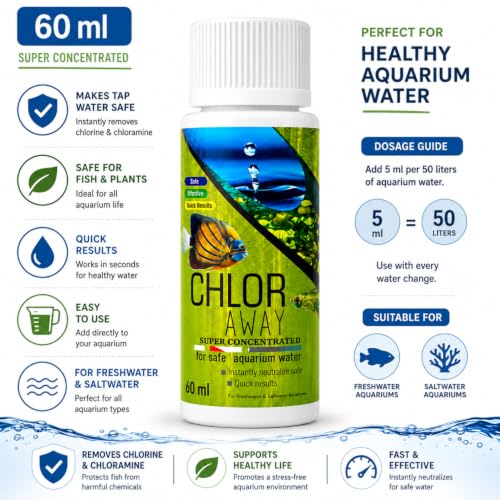 Image of VAYINATO Aquatic Remedies Chlor Away Aquarium Fish Tank Water Chlorine Remover Water Conditioner (60 ML)