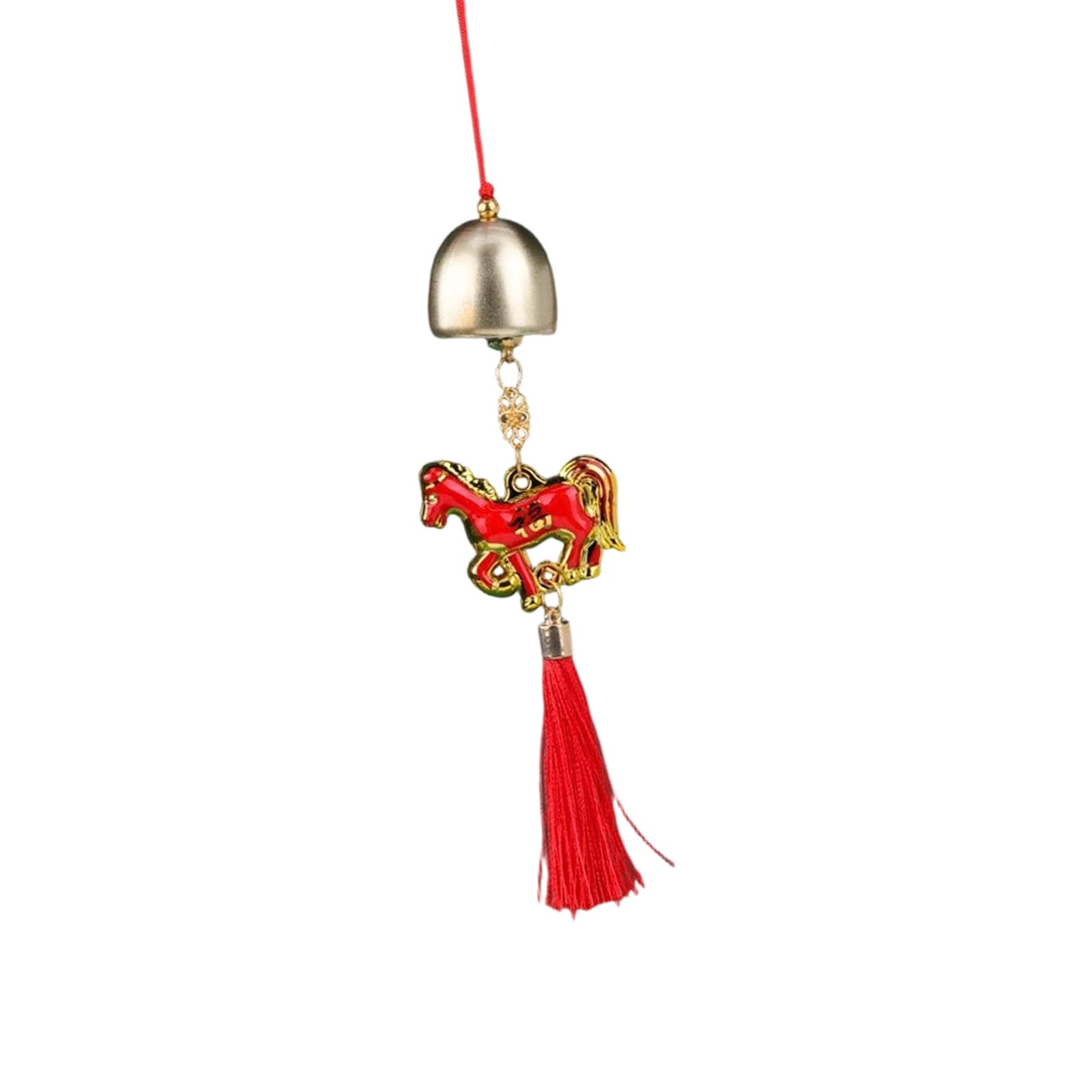 Chinese New Years Horse Ornament Car Hanging Ornament Bells Zodiacs Horse Pendant Charm with Tassels Fengshui Ornaments Charm Pendant with Tassels