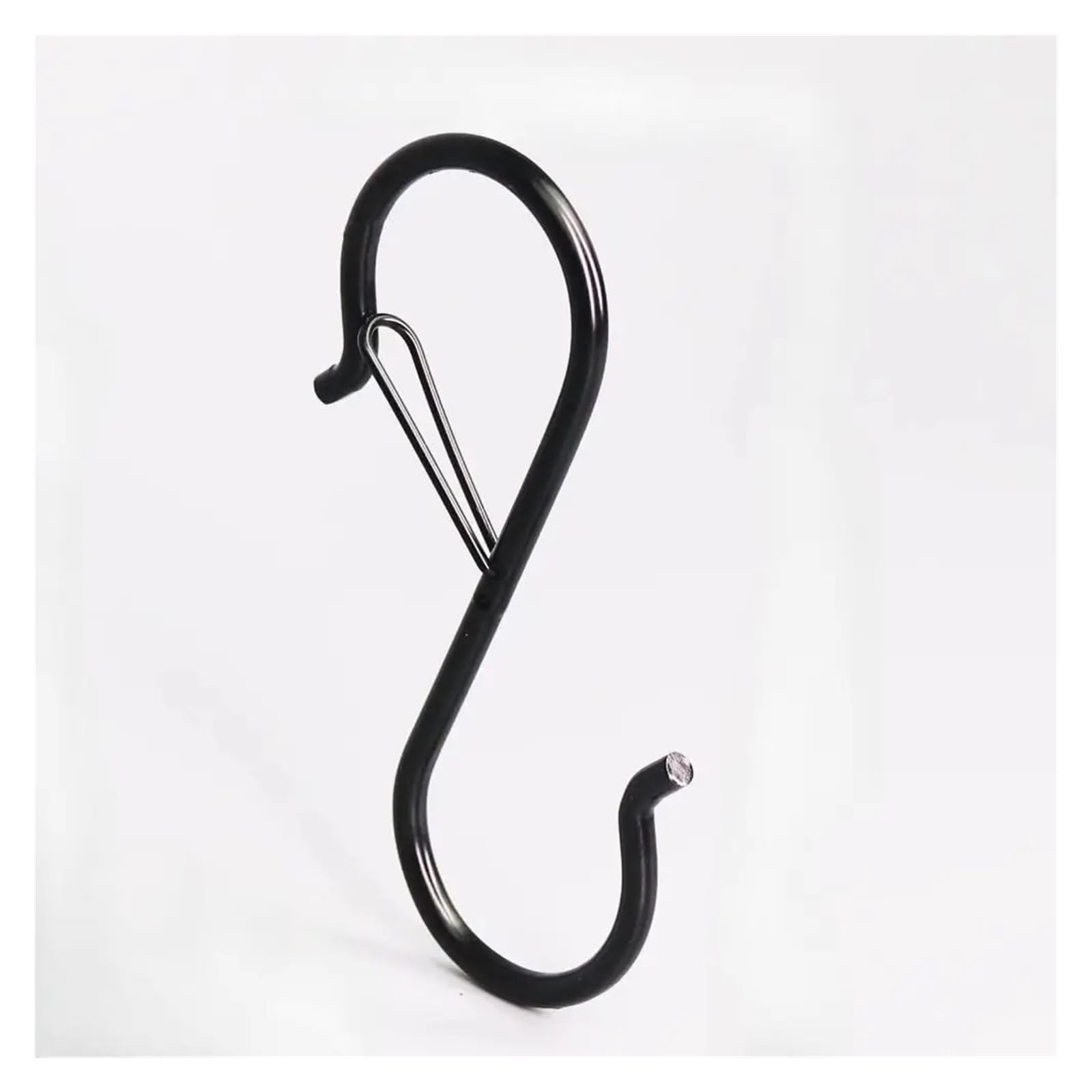 10 sztuk haczyków ze stali nierdzewnej w kształcie litery S z klamrą zabezpieczającą, Heavy Duty Hangers for Pot Rack (czarne)