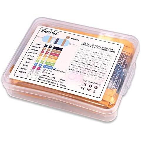 30 Values 1/4W 1% Resistor Kit Assortment 10ohm - 1M Ohm Metal Film Resistor Assortment for DIY Projects and Experiments - 300Pcs Cover