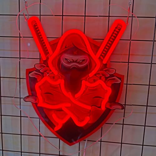 Image of Red Ninja Led Neon Sign Light Pop art Neon Sign Led Light Up Sign Room Wall Decor Man Gaming Room, Kids Room, Bar Decoration, Birthday Party Gifts