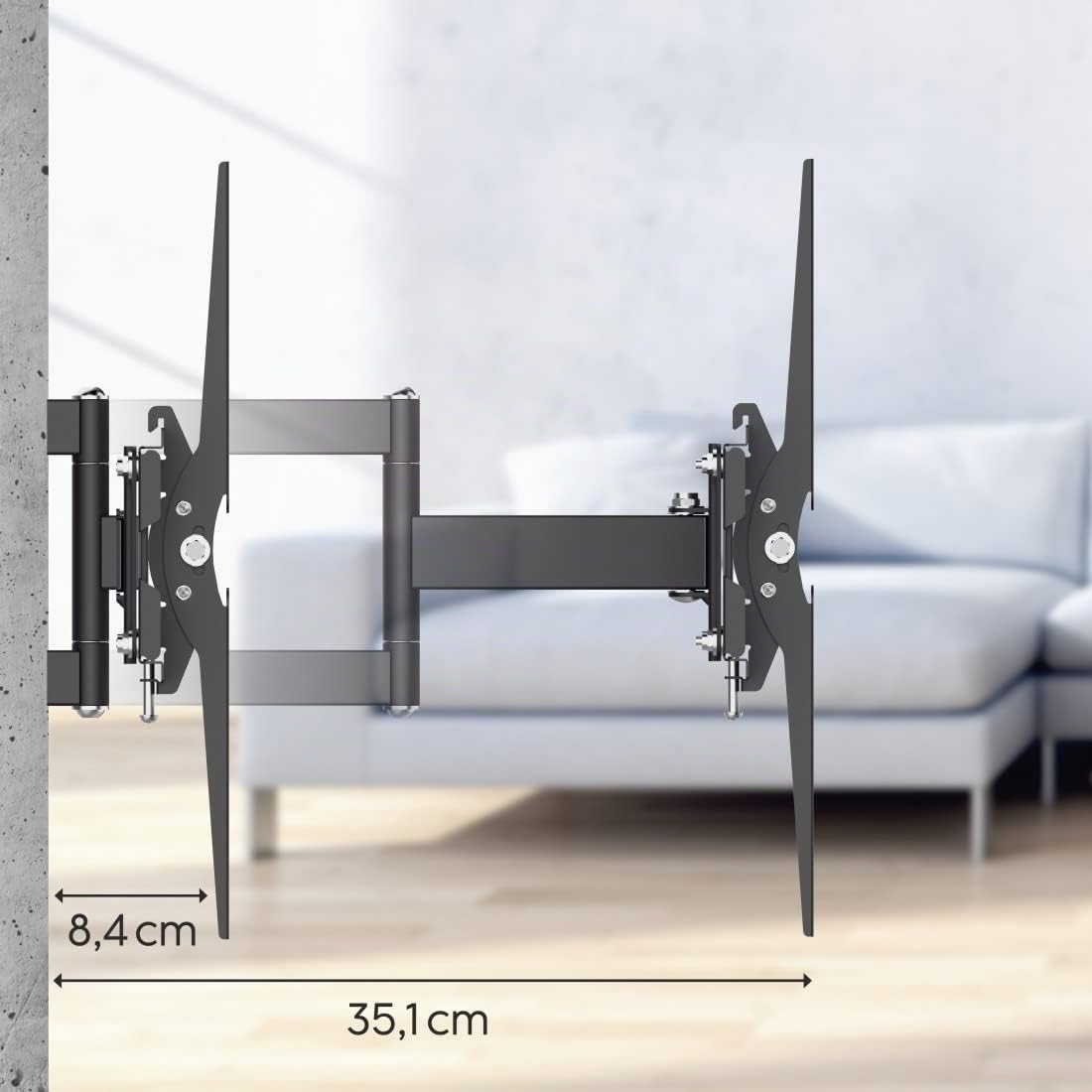 Hama - Soporte de Pared para TV (Giratorio, inclinable, telescópico, 10 años, TV de 32" a 65", 165 cm, 40 kg, inclinación -15°/+15°, rotación 160°, VESA 400 x 400, gestión de Cables, Tacos Fischer),