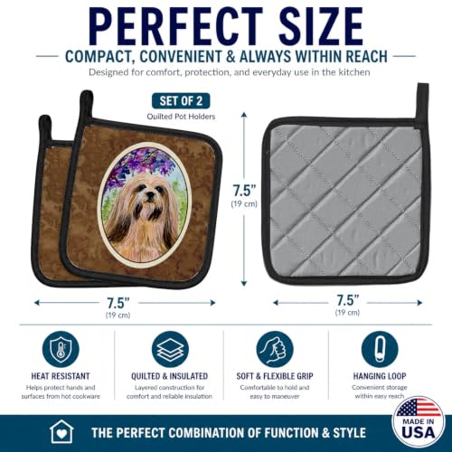 Par de salvamanteles Lhasa Apso de Caroline tesoros ss8436pthd multicolor 7.5x7.5 4