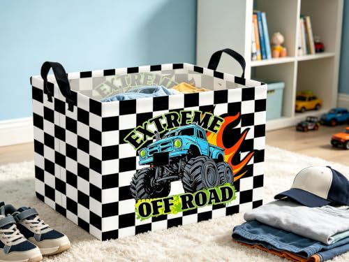 Image of Rectangle Car Basket Cute Storage Bin Fish Box for Room Decor Gift Basket(Grid Car)