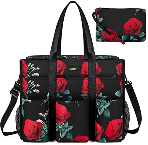 Image of IBFUN Utility Tote Bag with 24 Pockets, Large Teacher Tote for Women with Laptop Compartment, Travel Tote Bag with Zip Top