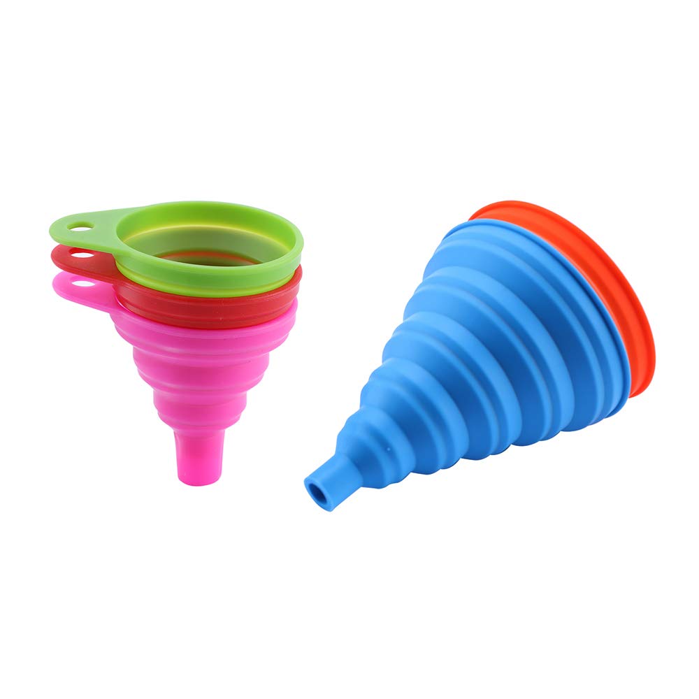 Entonnoirs Pliables En Silicone - Lot De 5 Tailles Et Couleurs - Pour Liquides, Huile, Sucre - Flexible Et Lavable Au Lave-Vaisselle