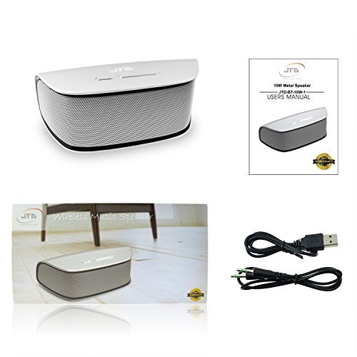 Jtd Wireless Stereo Music Speaker Bluetooth Wireless Speaker, High Definition Audio, 10W Two Acoustic Drivers, Rechargeable Battery (Silver) #TOP6