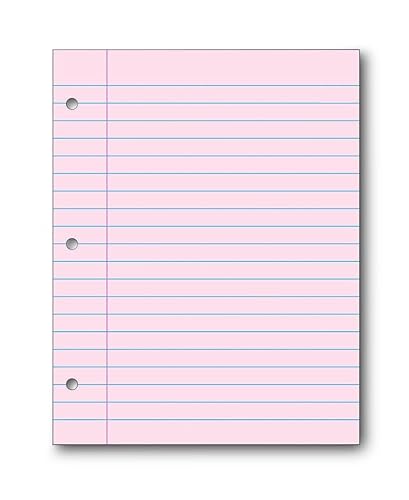 School Specialty 087155, papel de repuesto para cuaderno con 3 agujeros de 8 1/2 pulgadas x 11 pulgadas, color rosa (paquete de 100 hojas)