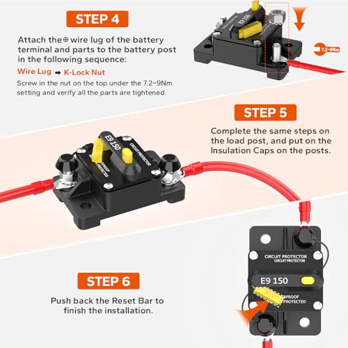 Image of LiTime 150A Circuit Breaker 12V-48V DC, M6 (1 /4 inch) Post Size, Surface Mount