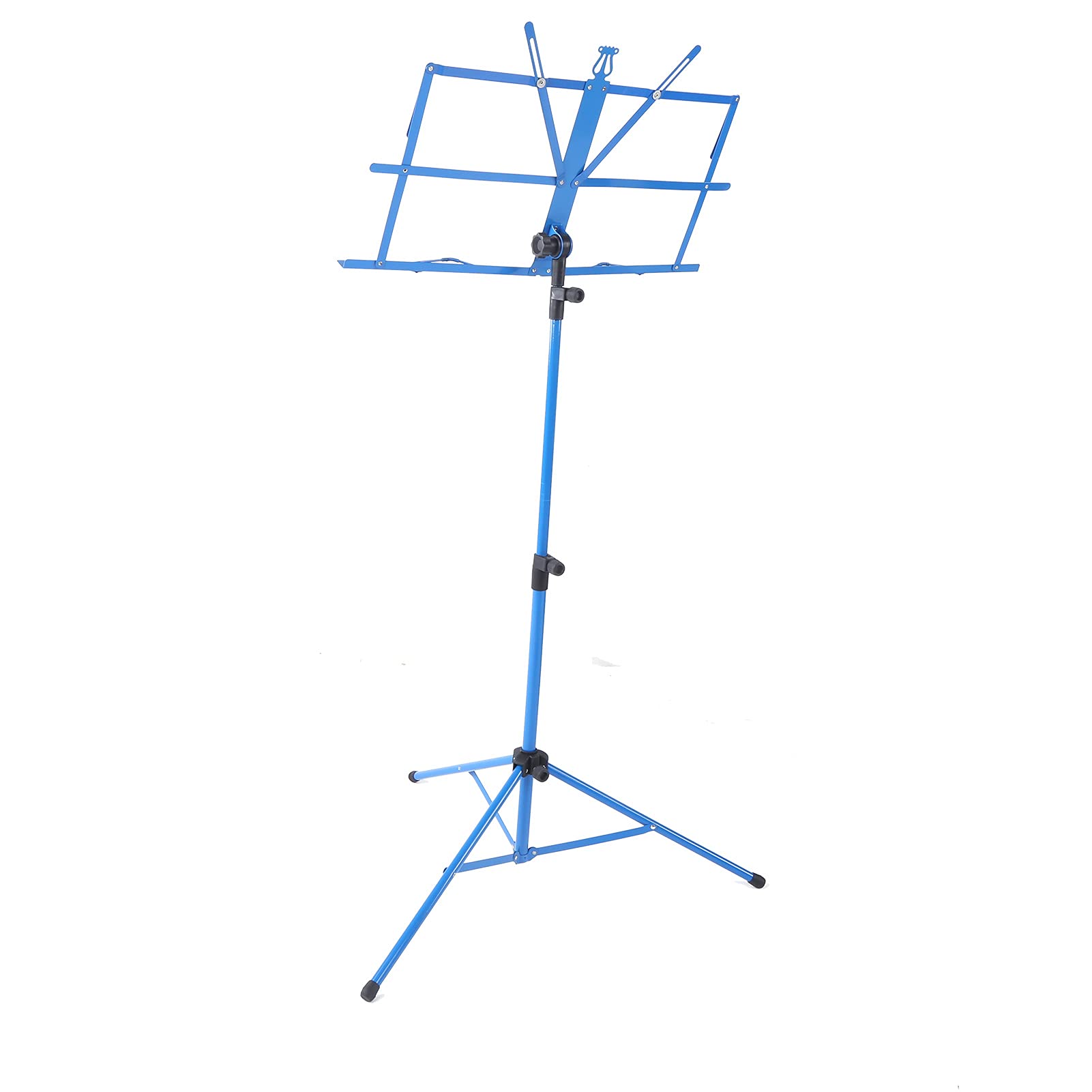 Small Music Stand Metal Portable Small Music Stand, Home Music Stand Shelf Easy Assemble Fold Adjustable Rack for Family Use (Blue)