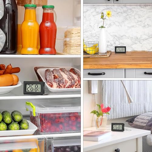 Image of Dr. Care Plastic Digital Fridge Thermometer with LCD Display Kitchen Essential for Temperature Monitoring LCD Sensor Wire Embeded Fridge Temerature Indicator (Black)