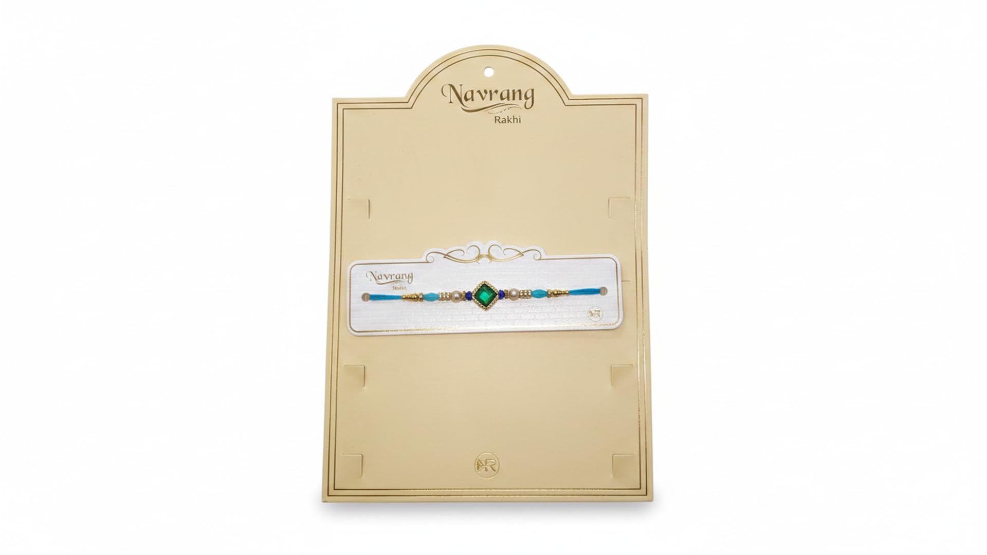 Navrang Rakhi with Green Diamond Centre and Blue Thread-image-49