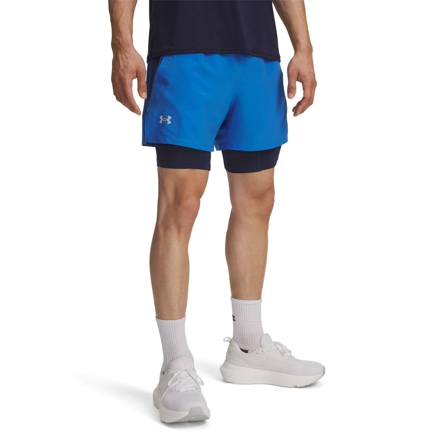 Under Armour Mens UA Launch 2in1 7in Shorts Blue Atlantis XL