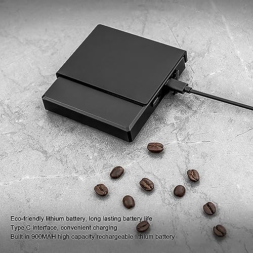 Bilancia per caffè con timer, bilancia digitale per caffè espresso a goccia, bilancia da ricaricabile ad alta precisione da 0,1 g con funzione tara, display a LED (Nero)