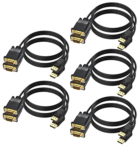 Câble DisplayPort VGA 1,8 m lot de 10, adaptateur DP mâle mâle pour moniteur TV 1080p