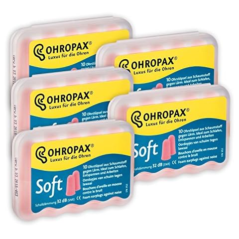 5x Ohropax Earplugs Soft - 5x10 Earplugs Cover
