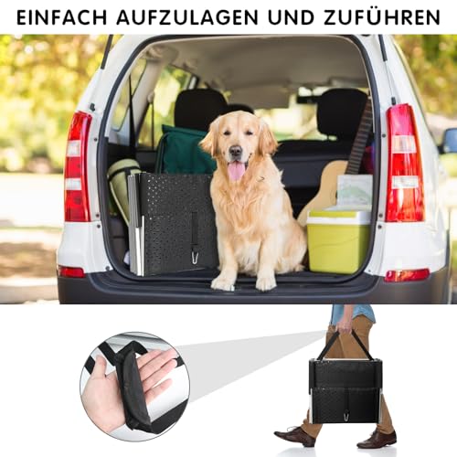 SDLDEER Hundetreppe Auto, 4 Stufen Hunderampe Auto klappbar, Einstiegshilfe Hund Auto für alle Fahrzeuge nutzbar, Höhenverstellbar, Belastbar bis 80 kg