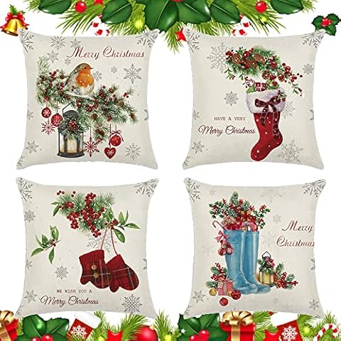 4 fundas de almohada navideñas Heryamess Cover