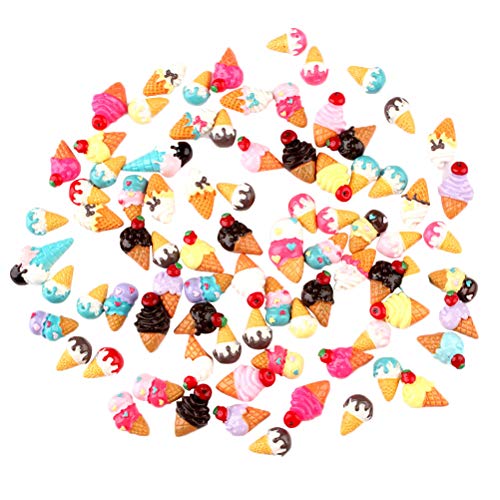 SUPVOX 50Pcs Resin Flatback cabochons ice Cream Slime Charms Beads Embellishment DIY Craft Scrapbooking Jewelry Making