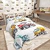 Erosebridal Kids Excavator Comforter Set Full Size, Retro Truck Down Comforter for Boys Girls Teens, Tractor Machinery Construction Vehicle Bedding Set Crane Digger Mixer Quilted Duvet Bedroom Decor #1