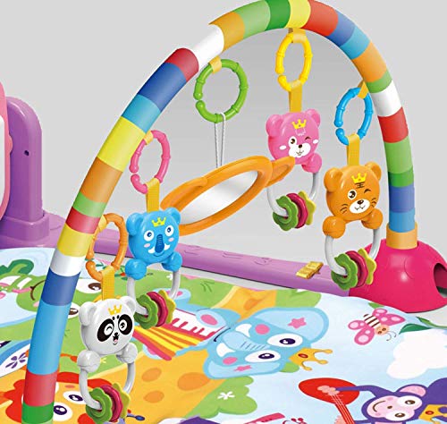 Muziek belevenisdeken met speelboog en piano, speeldeken, kruipdeken, speelmat, babydeken (roze) - Afbeelding 4