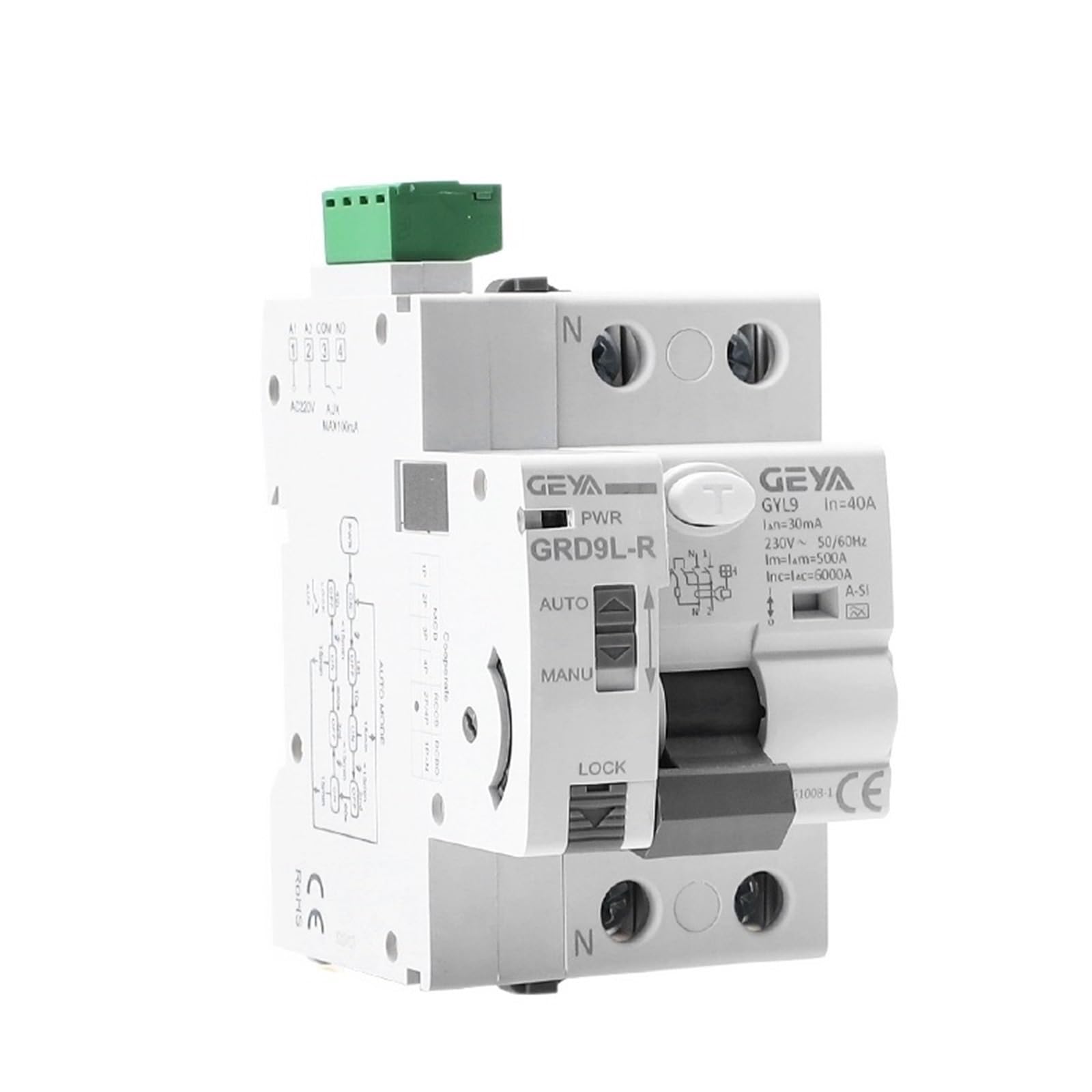 BJPCTUSF GRD9L with A-SI RCCB Auto Recloser Leakage Circuit Breaker 2P 4P 40A 63A 30mA RCD Electromagnetic Super Immunised(A-si 4p-63a-30ma)