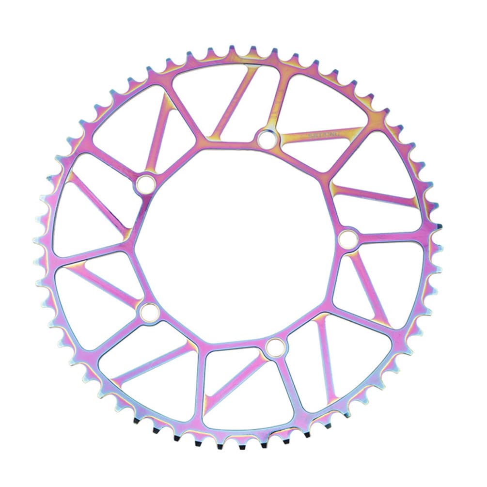Platos para Bicicletas Diente de Bicicleta Plegable Plato Positivo Negativo Diente 46/48/50/52/56/58T Rueda de Cadena BMX Bicicleta Colorida bielas 130BCD Plato Ancho Estrecho(52T Silver)