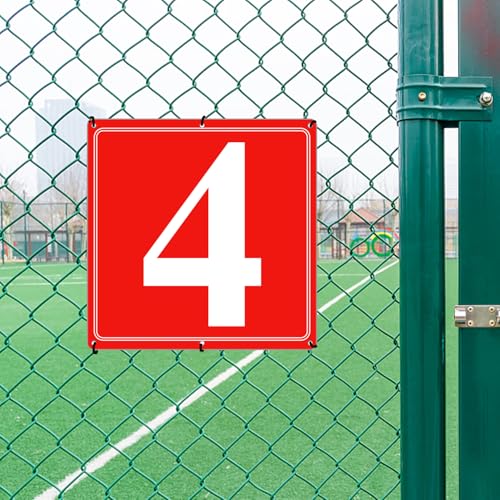 Image of Premium Aluminum Number Signs 4, Metal 12 inch X 12 inch Red Numbered Signs Outdoor for Parking Lots, Floor, Dock, Court, Aisle, Field, High Visibility, No Fade, Weather-resistant