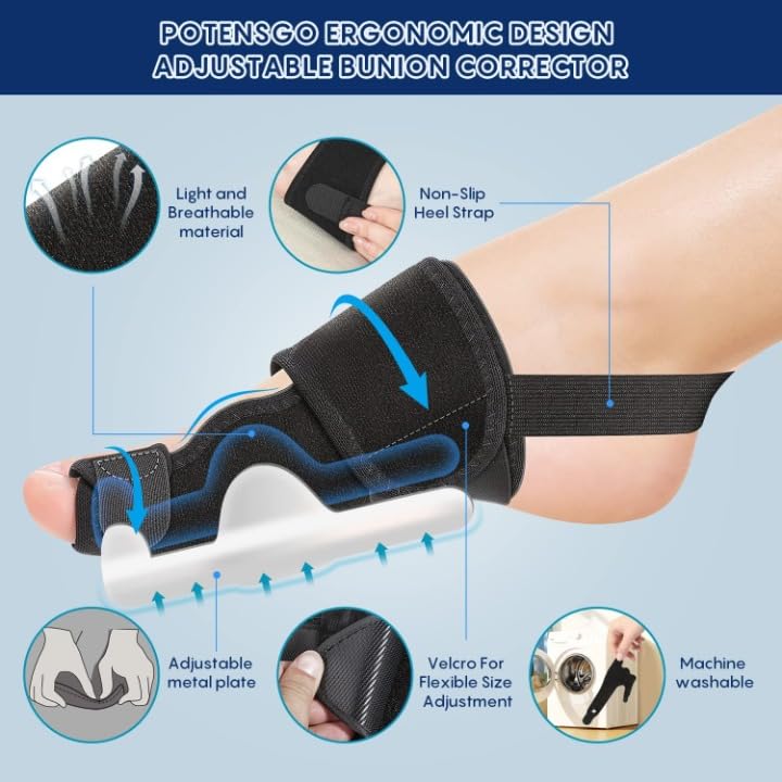 Image of Bunion Corrector for Women and Men Toe Separator Both 2 Feet Bunion Splint, Big Toes Separation Pain Relief, Non-Surgical Adjustable Hallux Valgus Bunions Thumb Straightener, Hammer Toe Day Night Support ( 2 Bunion Corrector + 2 Toe Separator)
