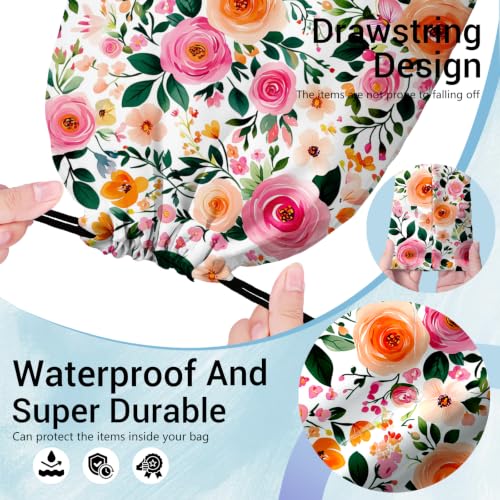 Image of Drawstring Storage Bag Rose Flower Gym Bag for Storage Shoes Fitness Cycling