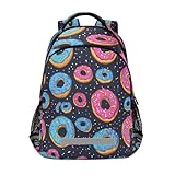 Blueangle Mochila impermeável com design colorido de donuts – Mochila leve e ergonômica para viagem, viagem (585)