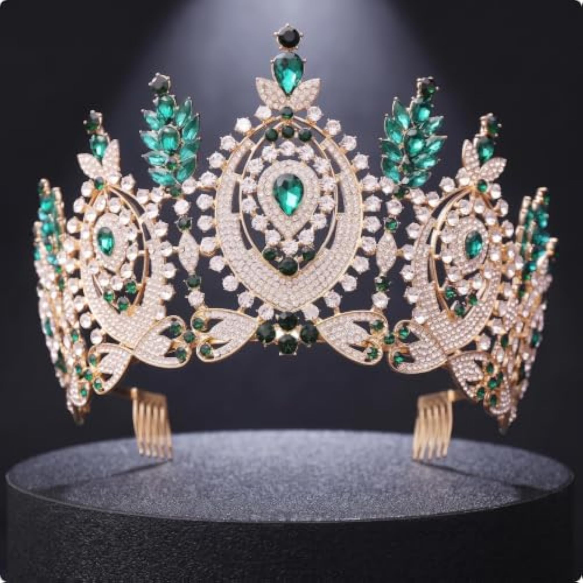 Bridal Crown Baroque Tiara with Comb, Ornate Design