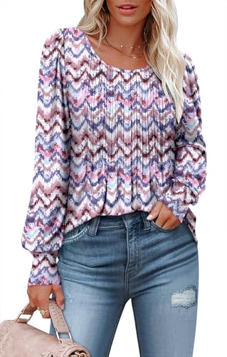 BETTE BOUTIK Long Sleeve Shirts for Women Fall Tops Dressy Blouses Crewneck Tunic Tops for Leggings S-3XL