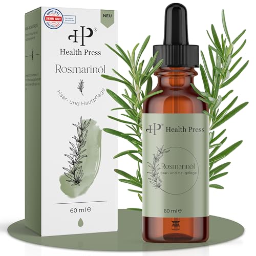 Health Press Rosmarinöl 60ml – Haar-& Hautpflege – Rosmarin Öl für Haarwachstum – Rosmarinöl Haare & Kopfhaut – Haaröl bei Haarausfall – Rosemary Oil for Hair – Hair Growth Oil – Natürliche Pflege