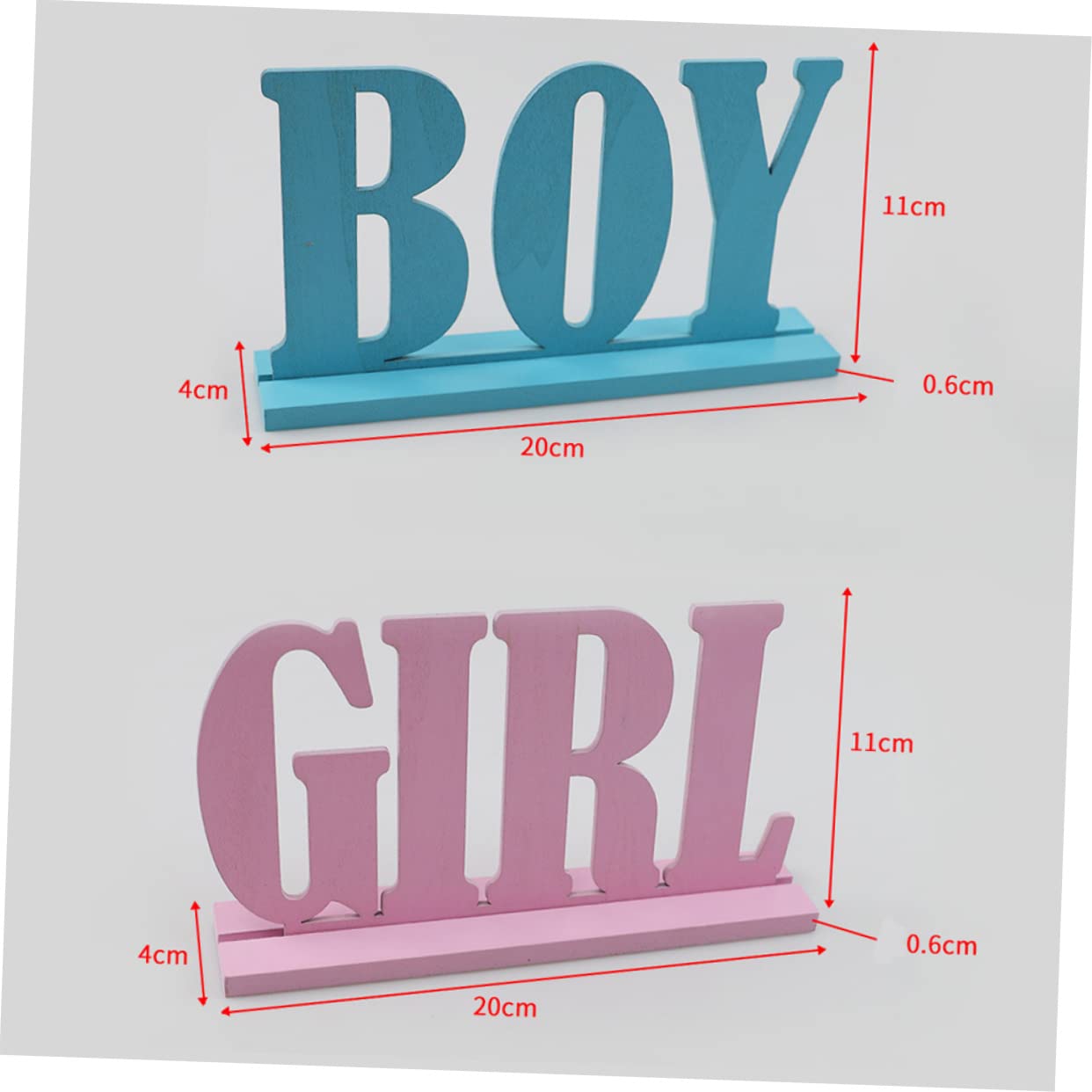 BRIGHTFUFU Twin Gender Reveal Decorations Baby Shower Ornament Set 2pcs Wooden Baby Shower Decor