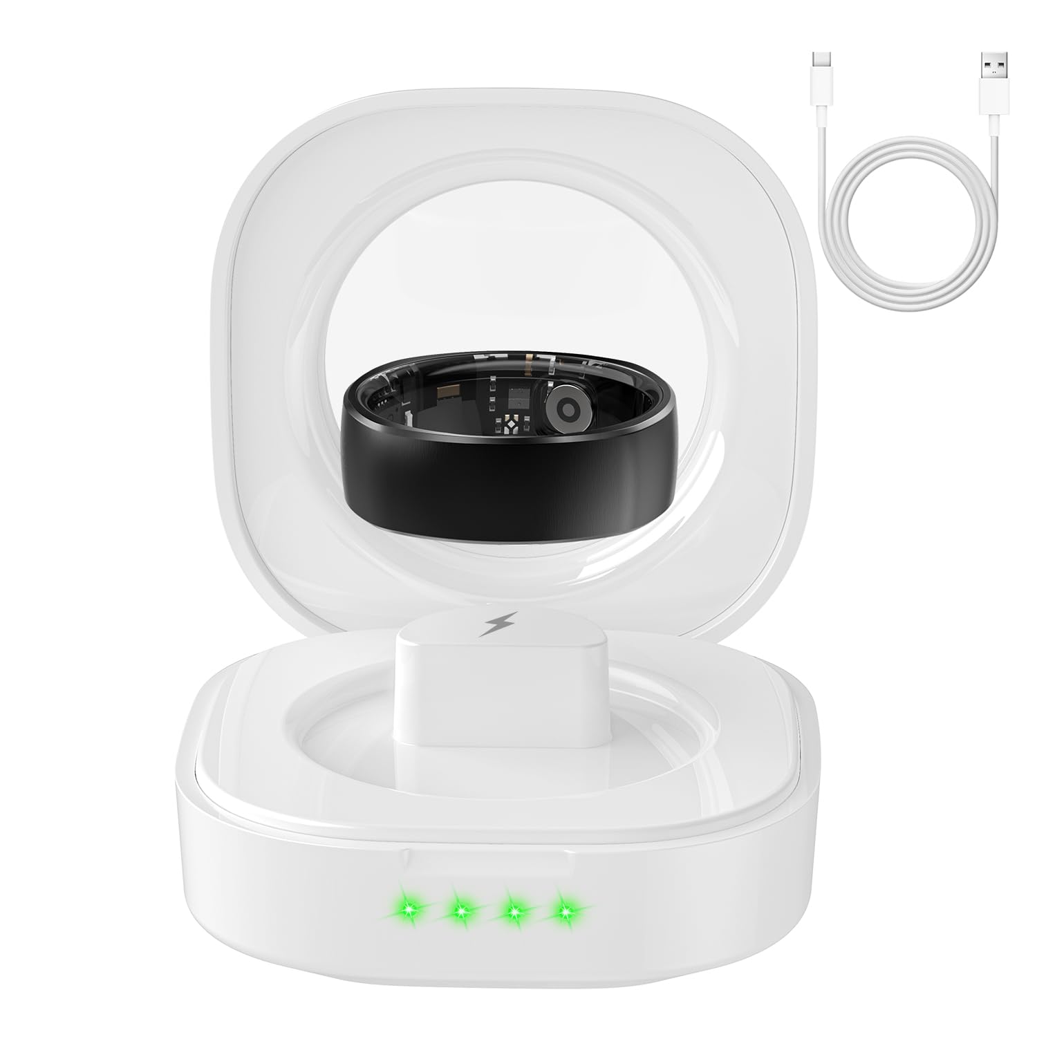 Smart Ring Charging Case Portable Magnetic Charger Charging Box Fast 480mAh Battery Charger Dock with Indicator Light Charges