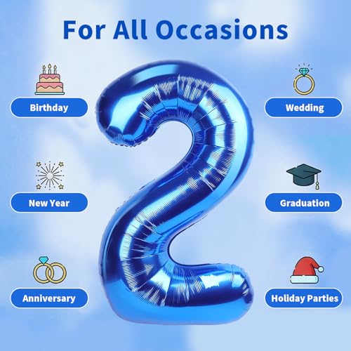 Image of Number Balloons Navy Blue Balloons - Giant Number 10 Balloon, 10 20 30 40 50 Numbers Balloon Birthday Decorations, Blue Party Supplies for Boy Men