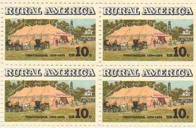 Rural America Chautauqua Block of 4 x 10 Cent US Postage Stamps Scot 1505