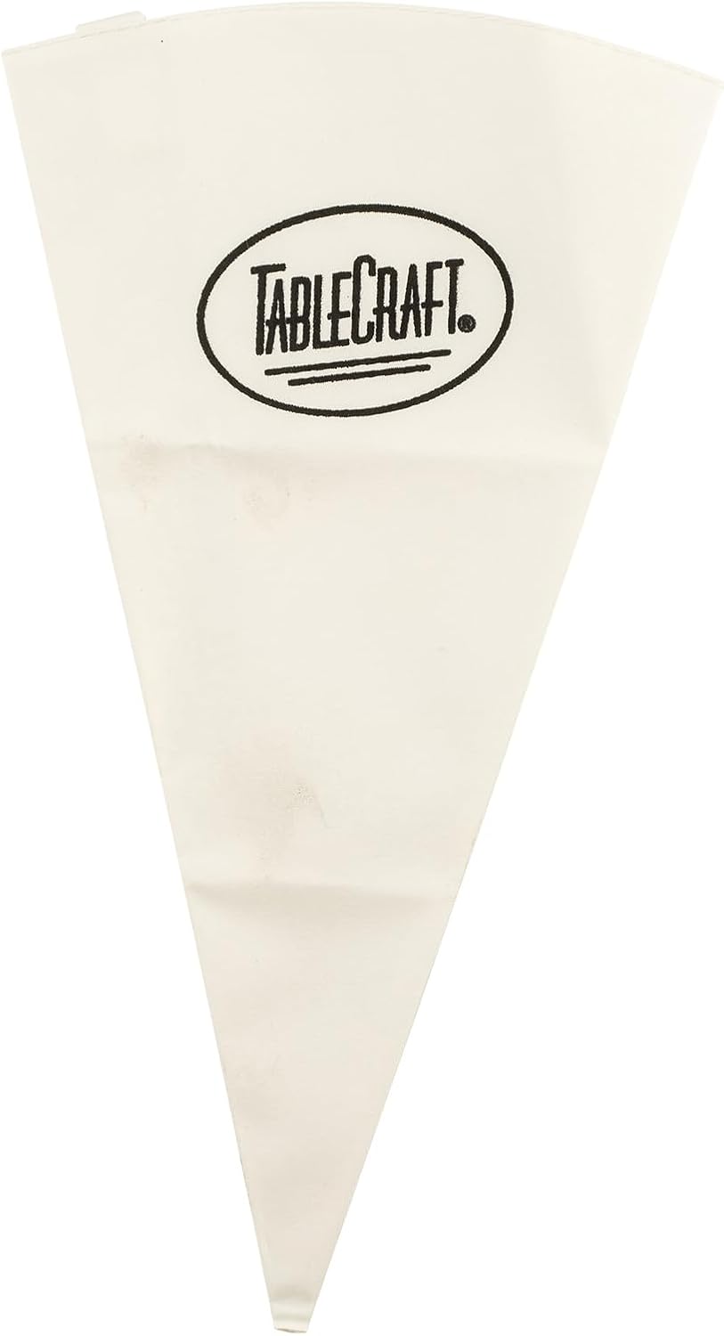 TableCraft Canvas Pastry Bag, 12"x7"x0.02", White Polyurethane Coated, Durable Reusable Icing Bag, Flexible Decorating Tool for Baking, Piping, and Food Prep Applications