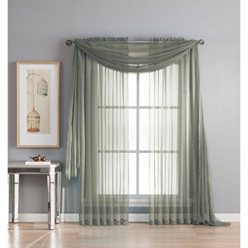 Window Elements Diamond Sheer Voile 56 x 216 in. Curtain Scarf, Light Blue