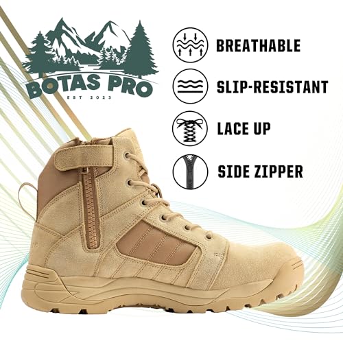 Mens Tactical Boots Side Zipper 6 Inch Lightweight Comfortable Military Tactical Boots Army Boot(BMP111)2