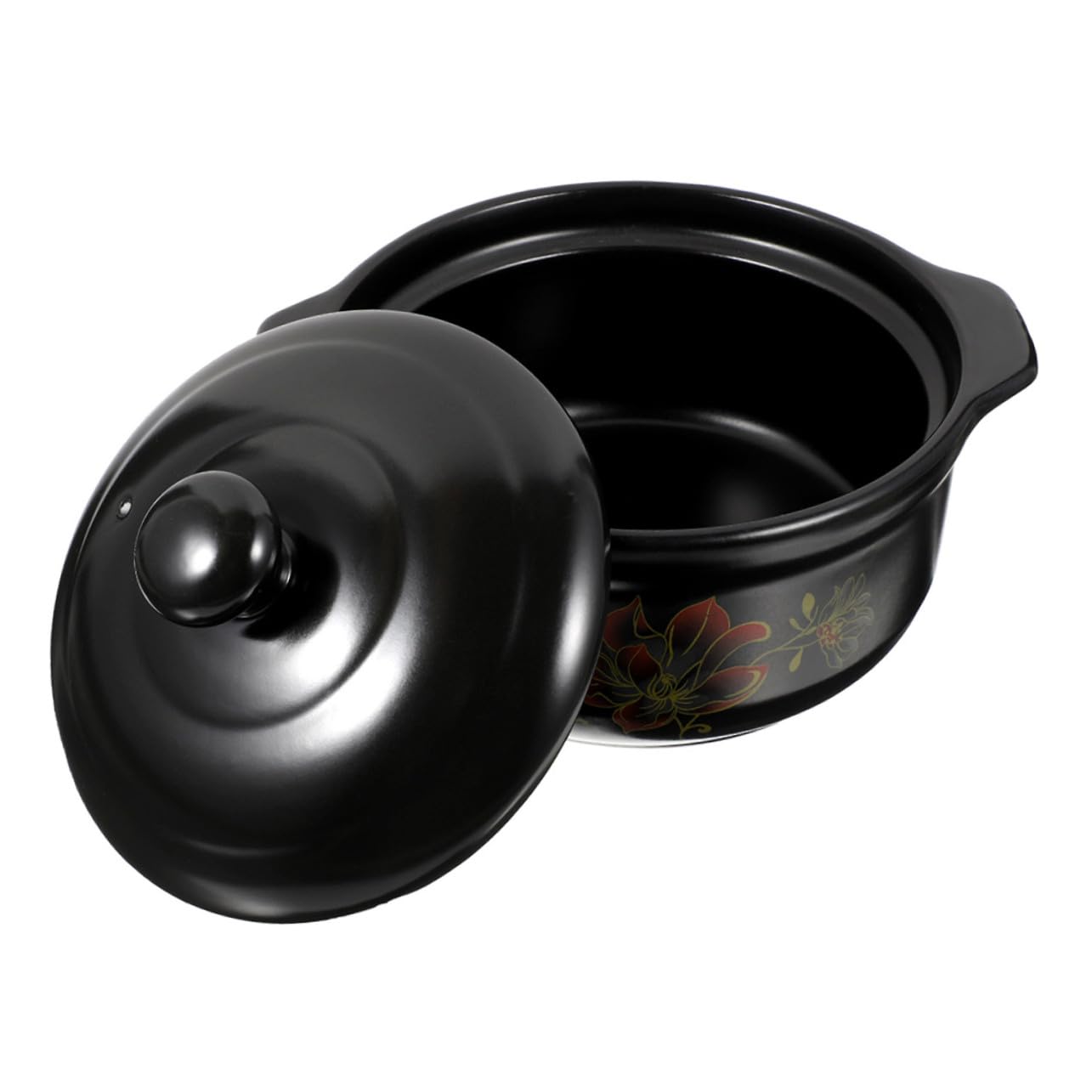 ULTECHNOVO Olla de Cerámica para Guisar Comida Tapa, Capacidad 1600ml, Ahorro de Energía y Doble Asa, Apta para Cocina Doméstica y Gas