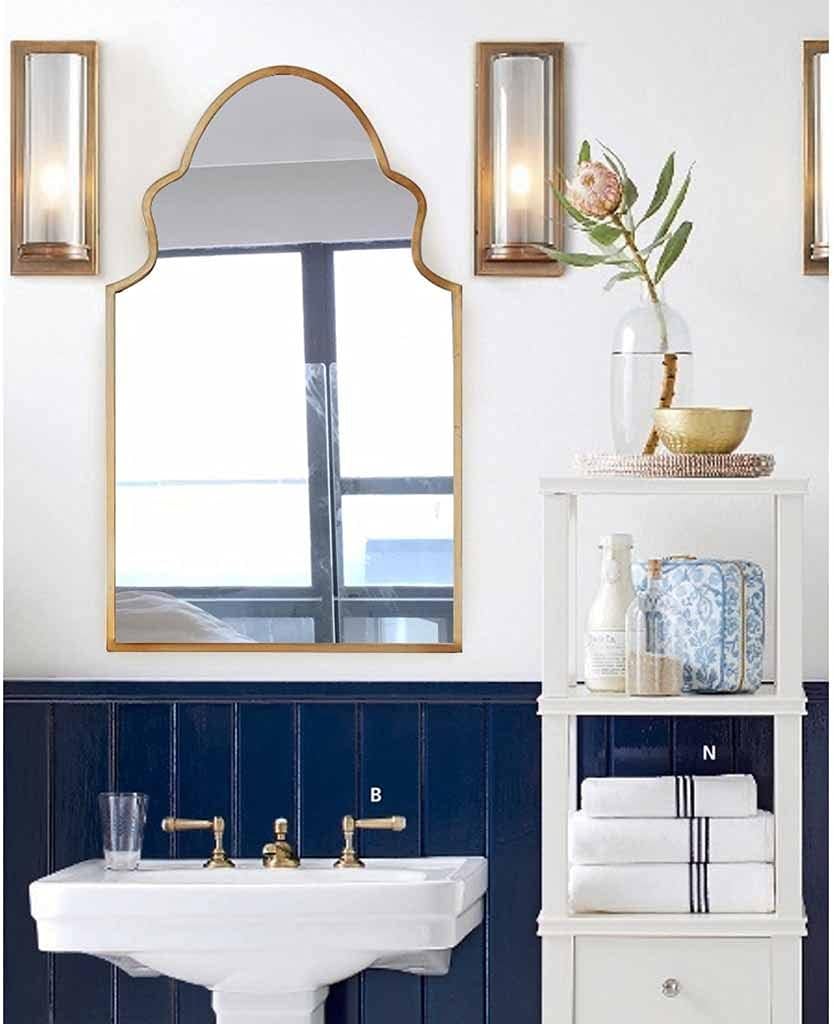 Size 70 x100 cm Mirror Simple Bathroom Mirror Bedroom Vanity Mirror Special-Shaped Makeup Mirror Bathroom Wall-Mounted Mirror Retro Entrance Mirror (Color : A Size : 70 * 100CM)