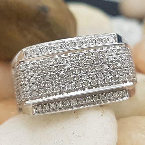 Dazzlingrock Collection 0.45 Carat (Ctw) Sterling Silver White Diamond Men's Flashy Hip Hop Pinky Ring 1/2 Ct, Size 10 #TOP7