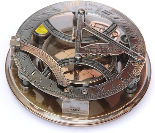 Brújula náutica de latón antigua de 5 pulgadas, grabada y hecha a mano, herramienta direccional para senderismo, rastreo y viaje miniatura 6