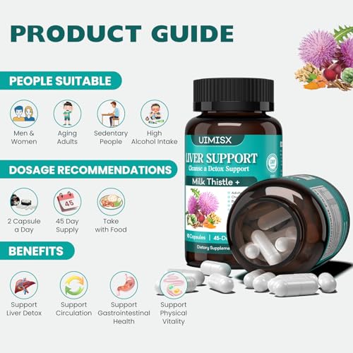 Milk Thistle Supplement - Liver Detox Cleanse Formula Herbal Liver Support with Milk Thistle, Dandelion Root, Artichoke, Turmeric, Astragalus for Liver Health, 90 Capsules - Image 6