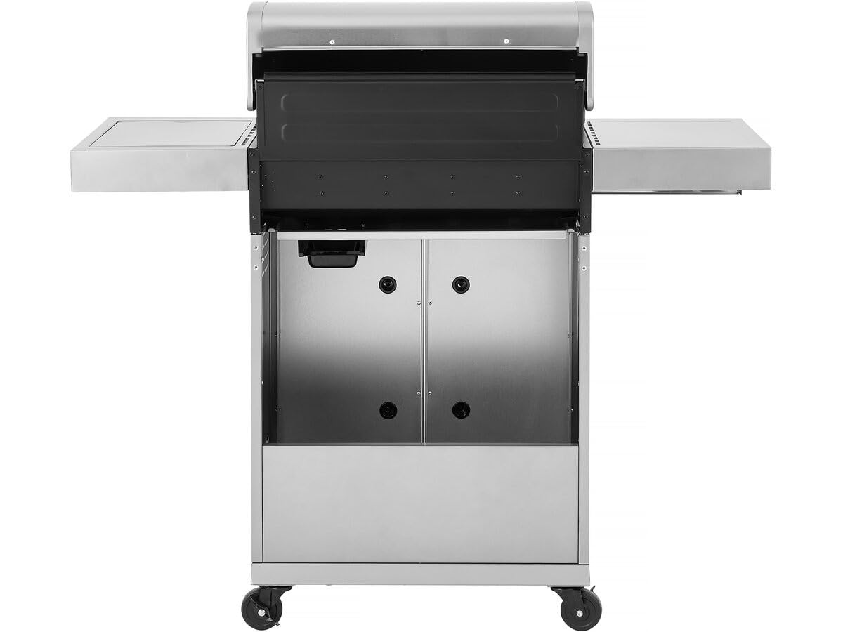 Barbacoa de gas de acero inoxidable con 5 quemadores incluyendo 1 quemador lateral Brazzo - 118 x 57 x 104 cm - Gris claro