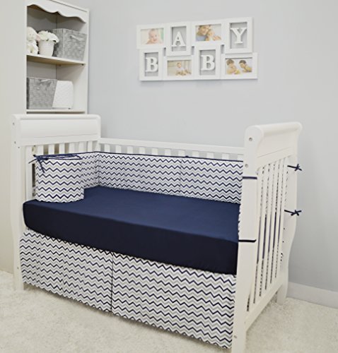 Image of American Baby Company 100% Natural Cotton Percale Fitted Crib Sheet for Standard Crib and Toddler Mattresses, Navy, Soft Breathable, for Boys